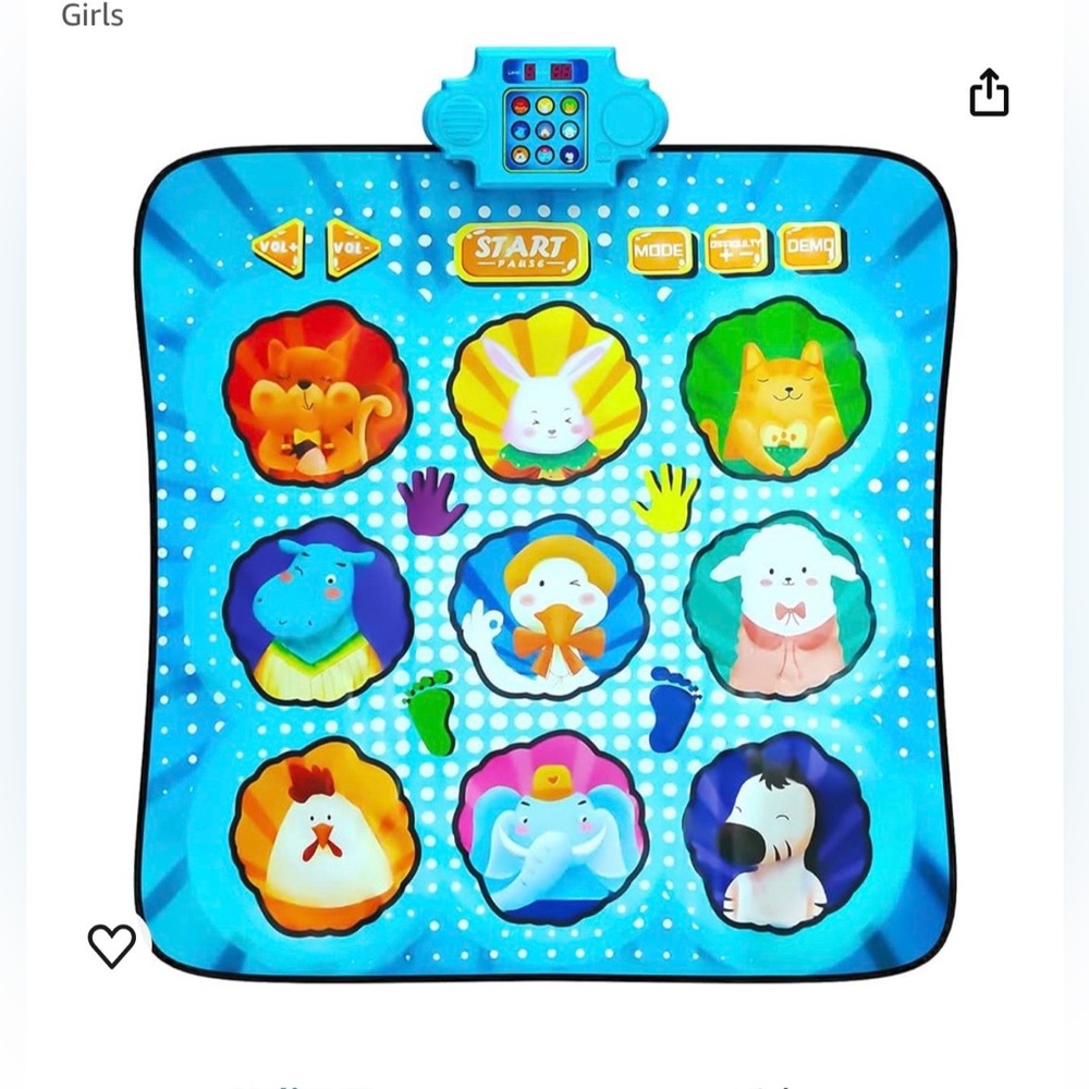 NEW Electronic Dance Pad Mat with Light up, Music Dance Game Mat for kid, blue
